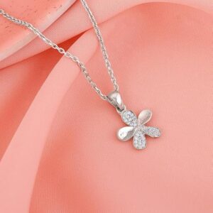 Silver With Pink Gold Butterfly Necklace Pendant Chain Women Girls