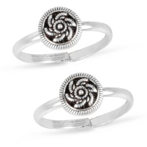 Silver Chest 925 Pure Sterling Silver Oxidized Toe Ring/Bichhiya for Women And Girl Pair of 2 Stylish Toe Ring Silver Moving Flower Design
