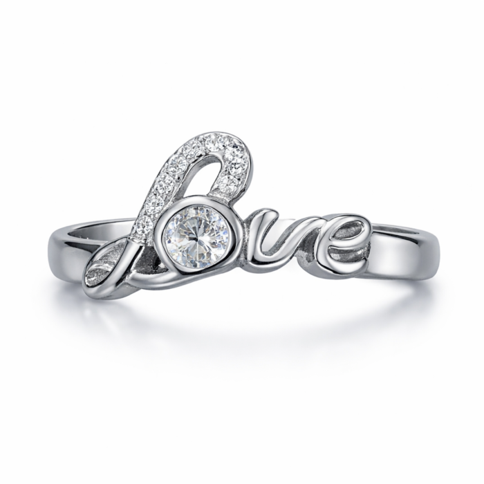 Silver _Love_ ring with cubic zirconia Silver _Love_ ring with cubic zirconia