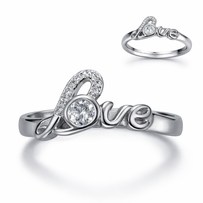 Sterling silver rings with cubic zirconia Sterling silver rings with cubic zirconia