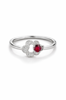 Ruby Bloom Silver Ring